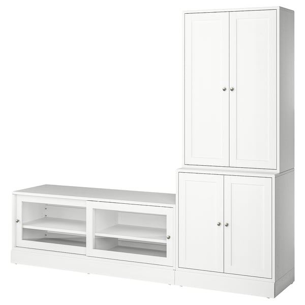HAVSTA Kombinasi storan TV, putih, 241x47x212 cm