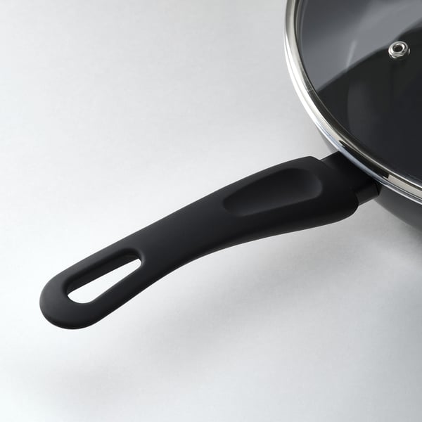 HEMLAGAD Kuali sauté dengan penutup, salutan tidak melekat hitam, 26 cm