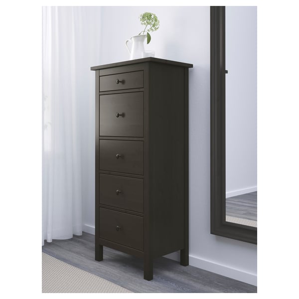 HEMNES Almari  5 laci hitam  coklat 58x131 cm IKEA