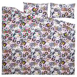 HÖNSGULLÖRT Sarung duvet dan 2 sarung bantal, corak bunga-bungaan/pelbagai warna, 200x200/50x80 cm