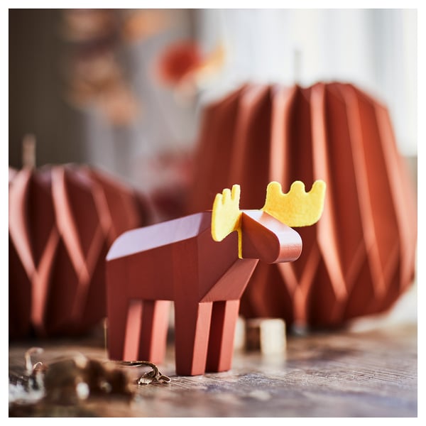 HÖSTAGILLE Hiasan, moose, jingga/kuning air-kuning, 13 cm