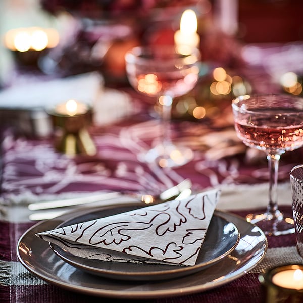 HÖSTAGILLE Napkin kertas, bercorak/Flowers, 33x33 cm
