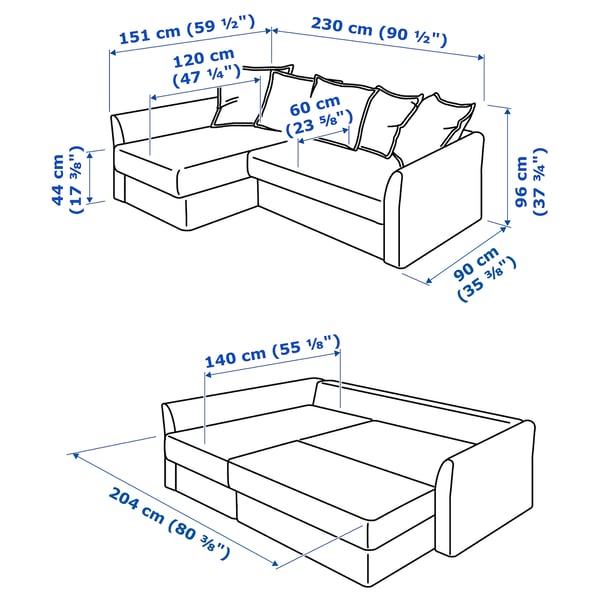 HOLMSUND Katil sofa penjuru, Borgunda kuning air