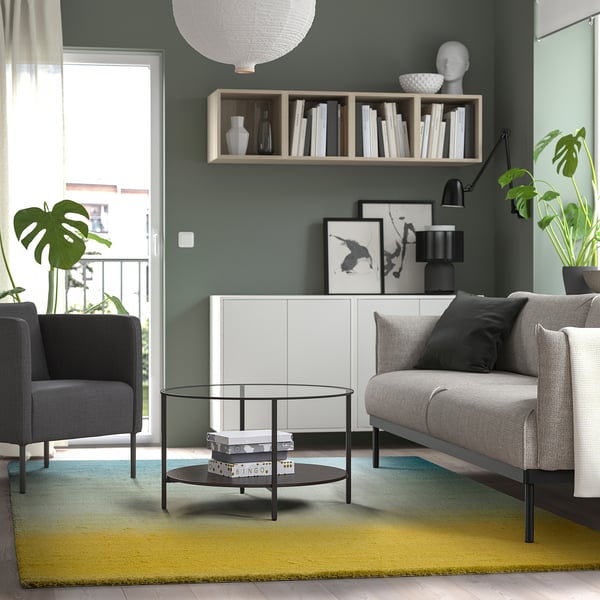 HOTELLRUM Ambal, bulu tebal, biru/hijau kuning, 200x300 cm