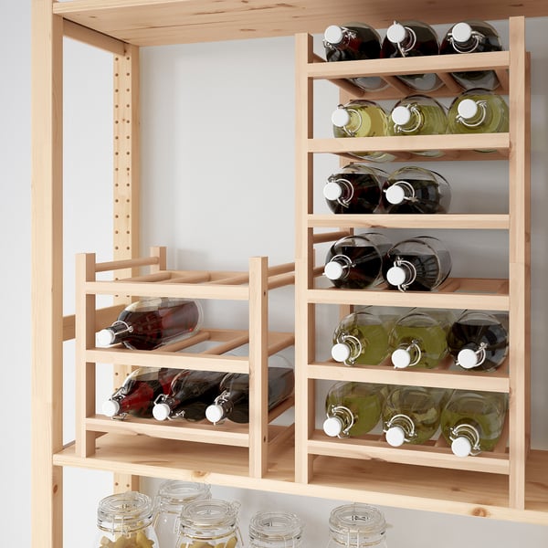 HUTTEN Rak untuk 9 botol wain, kayu padu