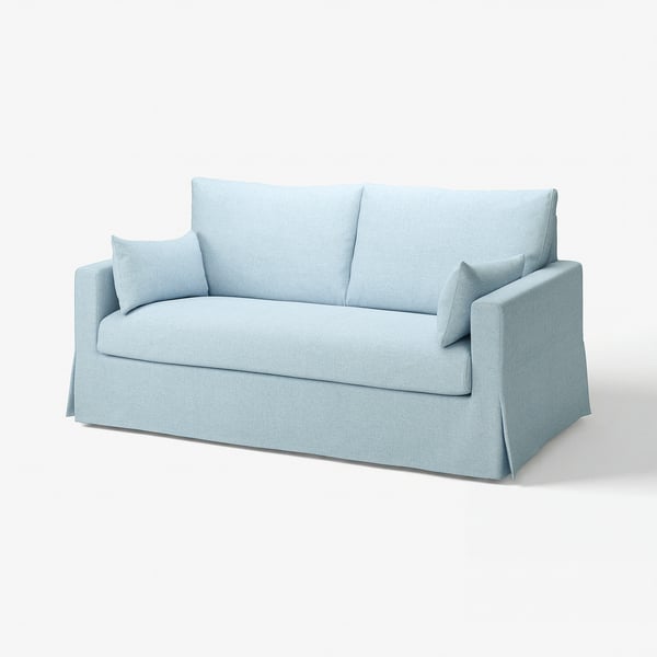 HYLTARP Sofa katil dua tempat duduk, Kilanda biru pucat