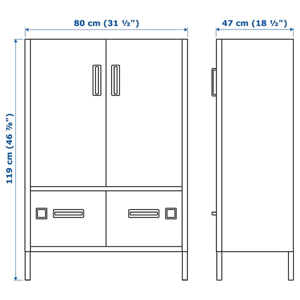 IDÅSEN Kabinet berpintu dan berlaci, kuning air, 80x47x119 cm