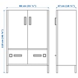 IDÅSEN Kabinet berpintu dan berlaci, kuning air, 80x47x119 cm