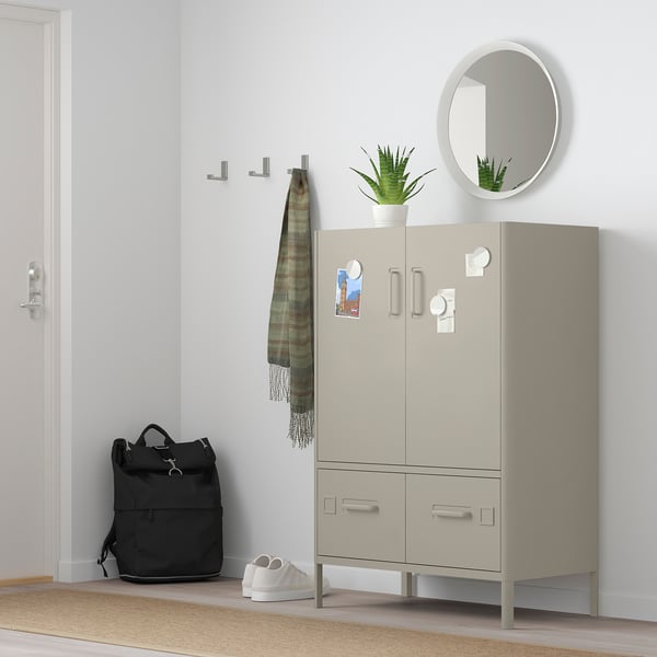 IDÅSEN Kabinet berpintu dan berlaci, kuning air, 80x47x119 cm