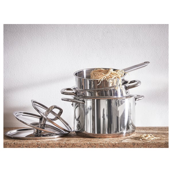 IKEA 365+ Set 6 unit peralatan memasak, keluli tahan karat