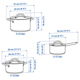 IKEA 365+ Set 6 unit peralatan memasak, keluli tahan karat