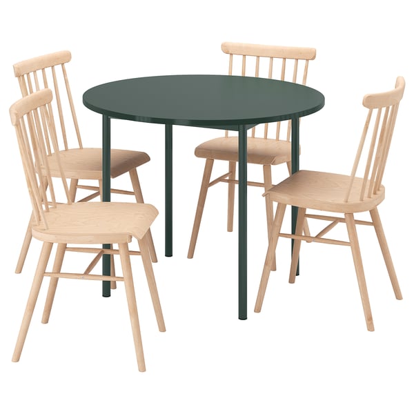 IKEA PS 2026 / HÖGVED Meja dan 4 kerusi, hijau/kayu pain, 96 cm