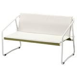 INGMARSÖ Sofa 2 tempat duduk, dalam/luar, putih hijau/kuning air, 118x69x69 cm