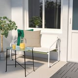 INGMARSÖ Sofa 2 tempat duduk, dalam/luar, putih hijau/kuning air, 118x69x69 cm