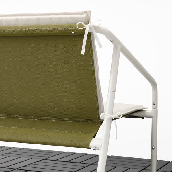 INGMARSÖ Sofa 2 tempat duduk, dalam/luar, putih hijau/kuning air, 118x69x69 cm