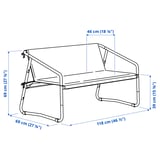INGMARSÖ Sofa 2 tempat duduk, dalam/luar, putih hijau/kuning air, 118x69x69 cm