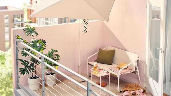 INGMARSÖ Sofa 2 tempat duduk, dalam/luar, putih hijau/kuning air, 118x69x69 cm