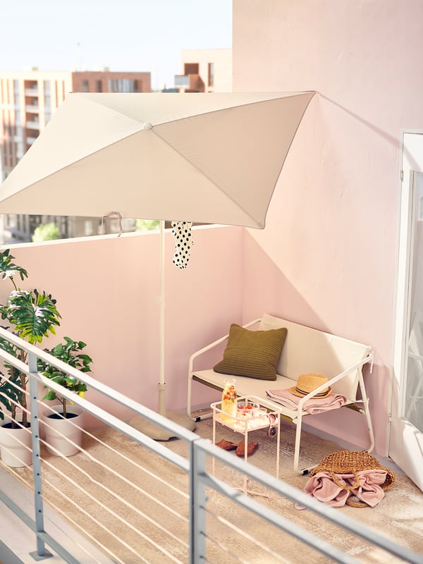INGMARSÖ Sofa 2 tempat duduk, dalam/luar, putih hijau/kuning air, 118x69x69 cm