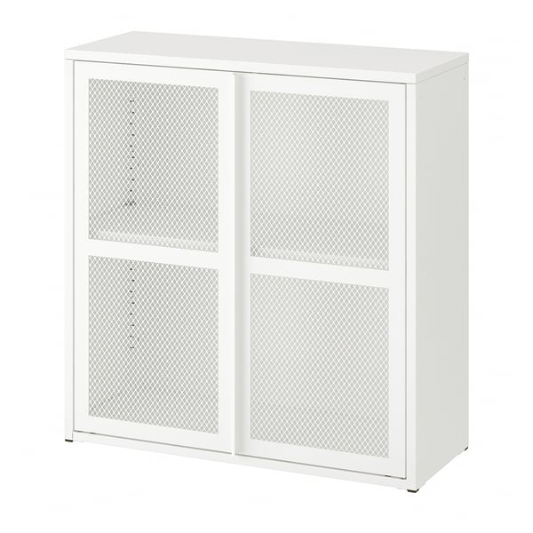 IVAR Kabinet berpintu, putih jaringan dawai halus, 80x83 cm