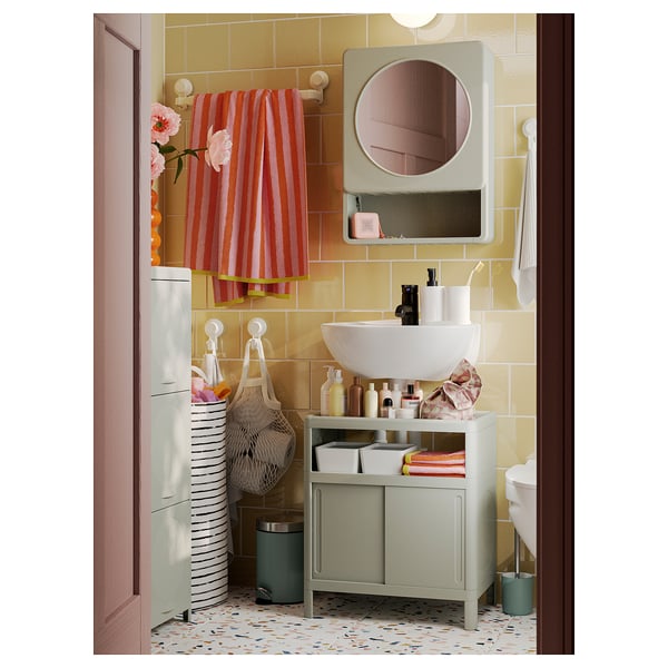 IVÖSJÖN Kabinet asas sink, dengan pintu gelangsar/hijau, 50x33x57 cm