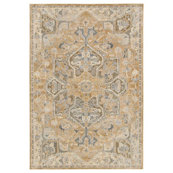 JÄRNVÄG Ambal, bulu nipis, corak perhiasan kuning air/kuning air gelap, 133x195 cm