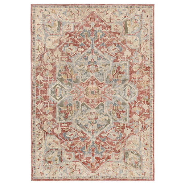 JÄRNVÄG Ambal, bulu nipis, corak perhiasan merah jambu/kuning air, 160x230 cm
