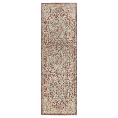 JÄRNVÄG Ambal, bulu nipis, corak perhiasan merah jambu/kuning air, 80x250 cm