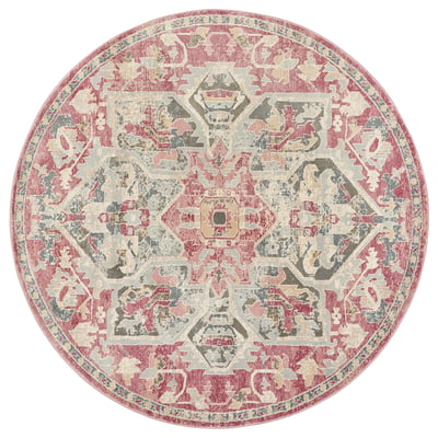 JÄRNVÄG Ambal, bulu rendah, corak perhiasan merah jambu/kuning air, 195 cm