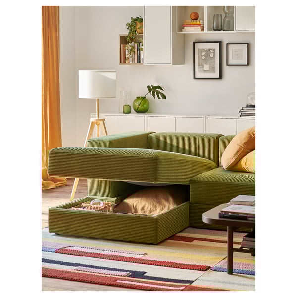 JÄTTEBO Modul sofa 2.5 tempat duduk, kiri/Samsala kuning gelap-hijau