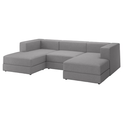 JÄTTEBO Modul sofa 3.5 tempat duduk, tempat letak tangan/Tonerud kelabu