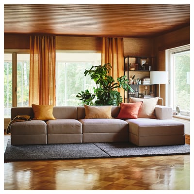 JÄTTEBO Modul sofa 4-5 tempat duduk, kanan/Samsala kelabu kuning air