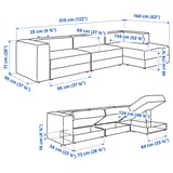 JÄTTEBO Sofa mod. 4 tpt ddk + chaise longue, kanan/Samsala kelabu kuning air