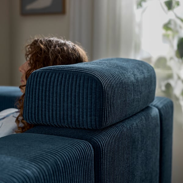 JÄTTEBO Sofa modular 2 tempat duduk, dengan penyandar kepala/Samsala biru gelap