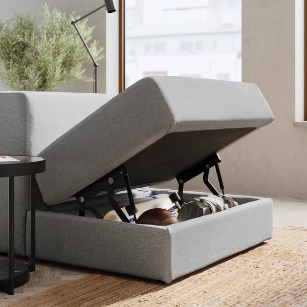 JÄTTEBO Sofa modular 4,5 tempat duduk, Tonerud kelabu