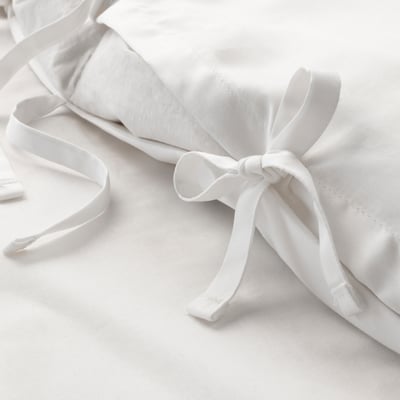 JÄTTELILJA Sarung duvet dan 2 sarung bantal, putih/corak berbunga, 240x220/50x80 cm