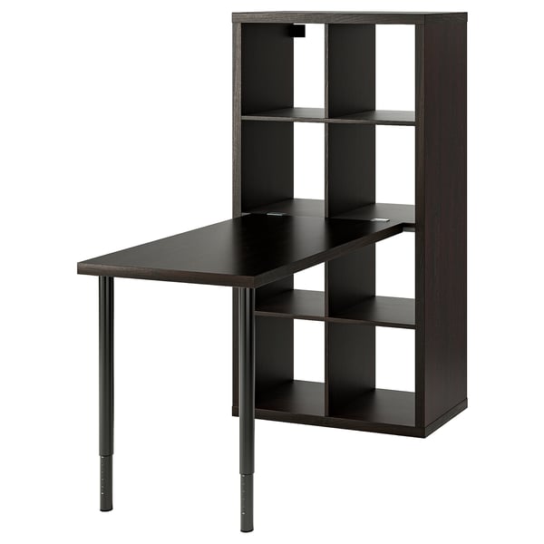 KALLAX / LINNMON Kombinasi meja, hitam/hitam coklat, 77x139x147 cm