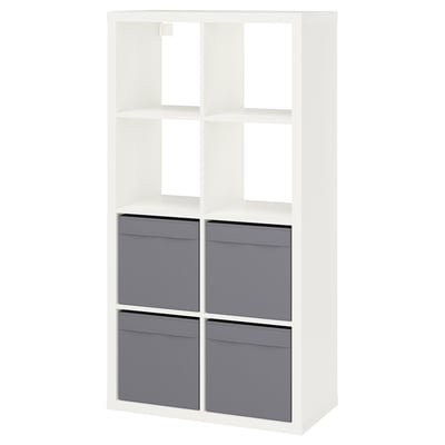KALLAX Unit para-para, putih/Dröna kelabu gelap, 77x39x147 cm