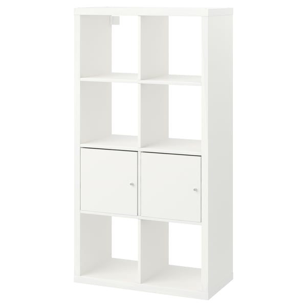 KALLAX Unit rak berpintu, putih, 77x147 cm