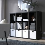 KALLAX Unit rak, hitam coklat, 112x147 cm