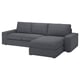 KIVIK Sofa 3 tempat duduk + chaise longue, Gunnared kelabu sederhana