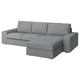 KIVIK Sofa 3 tempat duduk + chaise longue, Tibbleby kuning air/kelabu