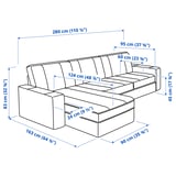 KIVIK Sofa 3 tempat duduk + chaise longue, Tresund antrasit