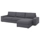 KIVIK Sofa 4 tempat duduk + chaise longue, Gunnared kelabu sederhana