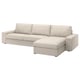 KIVIK Sofa 4 tempat duduk + chaise longue, Gunnared kuning air