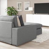 KIVIK Sofa 4 tempat duduk + chaise longue, Tibbleby kuning air/kelabu