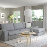 KIVIK Sofa 4 tempat duduk + chaise longue, Tibbleby kuning air/kelabu