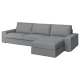 KIVIK Sofa 4 tempat duduk + chaise longue, Tibbleby kuning air/kelabu