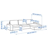 KIVIK Sofa 4 tempat duduk + chaise longue, Tresund kuning air muda