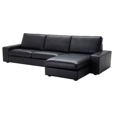 KIVIK Sofa 4 tempat duduk, dengan chaise longue/Grann/Bomstad hitam