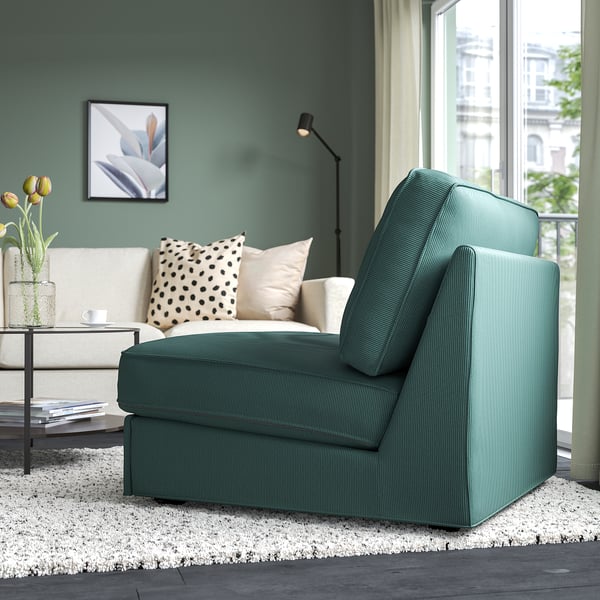 KIVIK Sofa katil 1 tempat duduk, Kelinge kelabu-biru firus